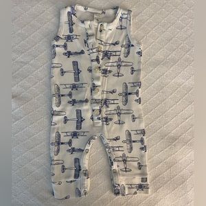 Kate Quinn Blue Vintage Airplane Sleeveless Button Sport Jumpsuit EUC 3-6M